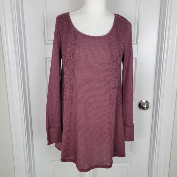 Anthropologie E by Eloise waffle knit and lace tunic/dress size Medium - Picture 2 of 8